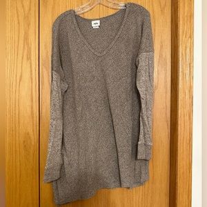 Daytrip Tan Asymmetrical Neckline and Hem Sweater